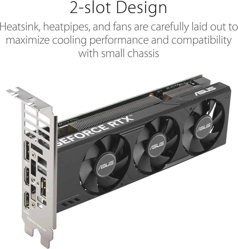 اسس بطاقة رسومات للالعاب جيفورس RTX 4060 LP BRK اصدار كسر سرعة المعالج 8GB GDDR6 (انفيديا RTX4060 DLSS 3، منفذ PCIe 4.0، 2X منفذ عرض 1.4a، 2X HMDI 2.1a، RTX4060-O8G-LP-BRK)